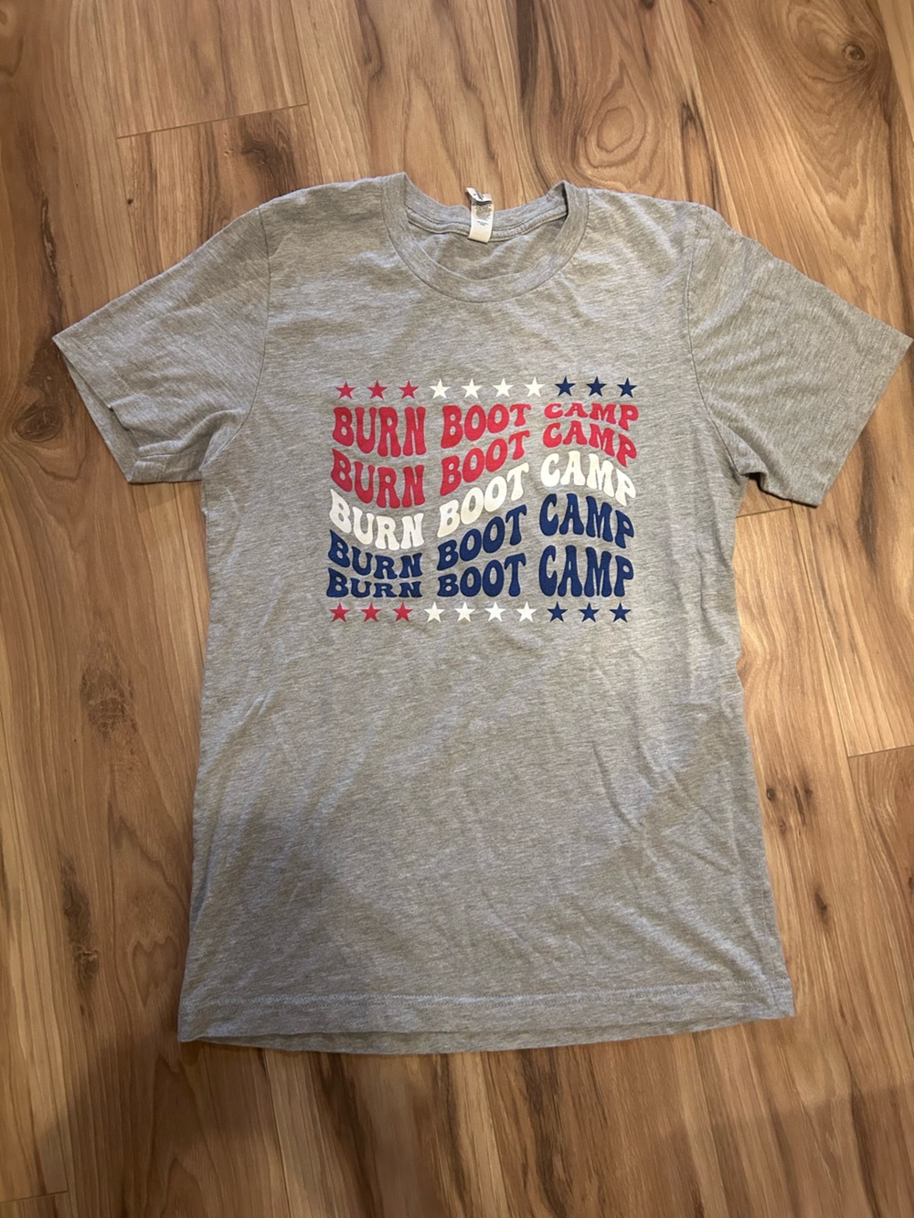 Burn Boot Camp T shirt with Red, White & Blue colors